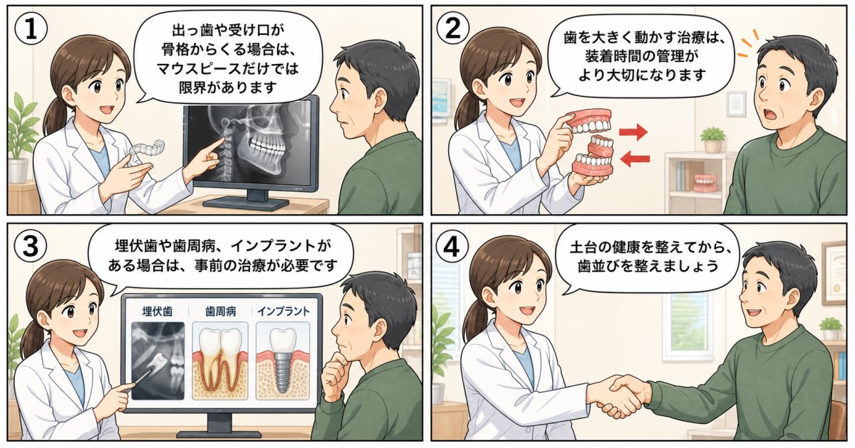 マウスピース矯正が適応外となりやすい歯並び・症例と注意点